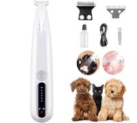 MOONEON Dog Paw Trimmer,2025 Upgrades Dog Paw Trimmer with LED Light, IP68 Waterproof Low Noise Electric Pet Hair Shaver for Dogs and Cats (White with Extra Blades)
