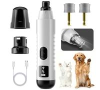 MOONEON Silent Groom Pro Nail Grinder for Dogs & Cats, 5-Speed Quiet Pet Nail Grinder with LED Light (White)