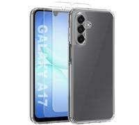 MOONESS Clear for Samsung Galaxy A17 5G Case with 2 HD Tempered Glass, Scratch-Resistant Not-Yellowing Translucent Shockproof Slim Cover - Black