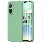 MOONESS Compatible with Xiaomi Redmi A5 Case,Slim Liquid Silicone Soft Touch Full-Body Protective Phone Case, Anti-Scratch Shockproof Cover with 2 Screen Protectors, Green