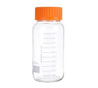 Moonetto 3 Pack Pyrex 1000 mL Wide Mouth Graduated Round Reagent Media/Storage Lab Glass Bottle With GL80 Orange Polypropylene Screw Cap