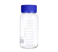 Moonetto Pyrex 1000 mL Wide Mouth Graduated Round Media/Storage Lab Glass Bottle With GL80 Blue Polypropylene Screw Cap (3 Pack)