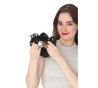 MoonEyes 1 PCS Rubber Hair Bun Hair Extension for women and girls in Black color Synthetic Fiber