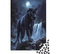 Moonfall Black Tiger Jigsaw Puzzles 1000 Piece Recycled Paper Waterfall SentinelPuzzle for Adults Jigsaw Puzzle Impossible Hard Home Activity Celebration Gifts 38x26cm/1000pcs