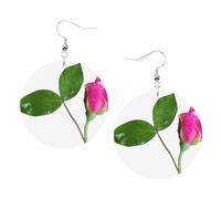 Moonflower Buds Prints Leather Round Earrings Pendant Stylish And Light Lightweight Dangle For Women Girls, One Size, Leather, No Gemstone