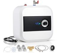 Moongiantgo 10L Under Sink Water Heater, Instant Hot Water Tank 1500W 30°C-65°C, Wall/Floor Mounted Mini-Tank with Digital Display & Brass Fittings, IPX4 Safe for Kitchen, Bathroom, RV (White)