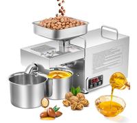 Moongiantgo 1500w Oil Press Machine, Automatic Cold/Hot Stainless Steel Oil Extractor with Smart Panel, Brushless Motor, Temperature Control, Innovative Press Rod, 12.5lbs/H(Not Press Olive)