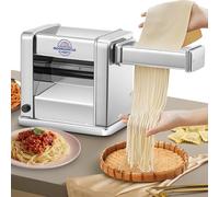 Moongiantgo Electric Pasta Maker Stainless Steel Puff Puller with 3 Blades 2 mm/4 mm/6.5 mm for Spaghetti, Fettuccine, Ravioli, 7 Degree of Adjustable Thickness for Home Use (3 Blades)
