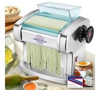 Moongiantgo Fresh Pasta Machine Professional, Stainless Steel, with 2.5mm Round & 4mm Flat Cutter, 9-Speed Thickness Adjustment 0.5-5mm, for Fettuccine, Tagliolini, Ravioli