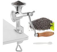 Moongiantgo Hand Grain Mill Grinder Poppy Seeds Mill Stainless Steel Coarseness Adjustable Table Clamp Hand Crank 50g Small Hopper for Pepper Corn Wheat Barley Soybeans Chickpeas Bird Feed