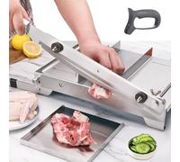 Moongiantgo Manual Frozen Meat Slicer Ribs Bone Cutter Chicken Chopper Deli Slicing Machine 13.5" Double Blade Heavy Duty Stainless Steel Cutting Machine for Beef Mutton Bacon BBQ Hotpot (KD0288)