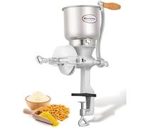 Moongiantgo Manual Grain Mill with φ5.1inch Large Hopper & 1.5inch Table Clamp, Milling Coarseness Adjustable Cast Iron Hand Grinder for Nut, Coffee, Grain, Seeds, Corn, Spices