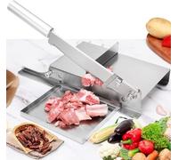 Moongiantgo Manual Meat Cutter Biltong Slicer Rib Chopper with Removable Scale, Stainless Steel Cutting Machine Hand Herb Root Slicer for Salami Ham Bacon Beef Vegetables Deli Ginseng Fish (KD0270)