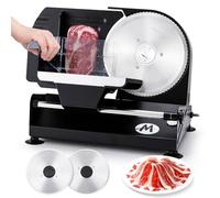 Moongiantgo Meat Slicer Electric Deli Food Slicer Bread Cutter Machine for Home Use, 1-20mm Adjustable Thickness, Dual 7.3” Removable Stainless Steel Blade for Cheese, Veg, Ham (220V)
