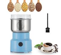 Moongiantgo Multifunctional Smash Machine 200W 14500rpm Grain Grinder Ultra Fine Coffee Mill, 300ml Portable Electric Grain Mil, Stainless Steel, for Dry Materials, Spices, Herbs, Coffee (Blue)