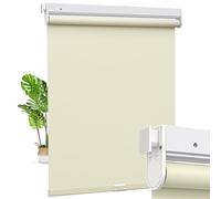 Moonice Cordless Roller Blinds No Drill No Tools Roller Blinds Blackout Shades with Heat Insulation Easy to Install Waterproof Window Shades for Home Ofiice Bathroom (Beige, 65cm W x 165cm H)
