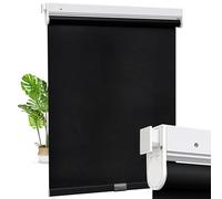 Moonice Cordless Roller Blinds No Drill No Tools Roller Blinds Blackout Shades with Heat Insulation Easy to Install Waterproof Window Shades for Home Ofiice Bathroom (Black, 55cm W x 135cm H)