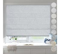 Moonice Cordless Roman Blinds Blackout Linen Roman Shades Waterproof Fabric Shades for Indoor Windows Thermal Insulated Window Blinds for Bedroom Home Office Light Grey, 105cm W x 180cm H