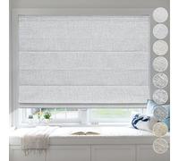 Moonice Cordless Roman Blinds Blackout Linen Roman Shades Waterproof Fabric Shades for Indoor Windows Thermal Insulated Window Blinds for Bedroom Home Office Fog, 60cm W x 120cm H