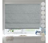 Moonice Cordless Roman Blinds Blackout Linen Roman Shades Waterproof Fabric Shades for Indoor Windows Thermal Insulated Window Blinds for Bedroom Home Office Dark Grey, 130cm W x 150cm H