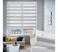 Moonice Cordless Zebra Roller Blinds No Drill No Tools Zebra Shades Dual Layer Day and Night Blinds Light Control Window Shades for Home Bedroom Kitchen (Light Gray, 89cm W x 163 cm H)