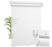 Moonice No Drill Cordless Roller Shades No Tools Light Filtering Roller Windows Blinds Waterproof Fabric Privacy Shades Thermal Insulated Tension Shades for Home Kitchen (White,110cm W x 135cm H)