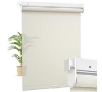Moonice No Drill Cordless Roller Shades No Tools Light Filtering Roller Windows Blinds Waterproof Fabric Privacy Shades Thermal Insulated Tension Shades for Home Kitchen (Beige,65cm W x 135cm H)