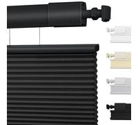 Moonice No Drill Top Down Bottom Up Cellular Pleated Shades Cordless Shades for Windows Blackout Honeycomb Blinds for Home Bedroom Office (Blackout - Black, 155cm W x 163cm H)