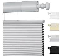 Moonice No Drill Top Down Bottom Up Cellular Pleated Shades Cordless Shades for Windows Blackout Honeycomb Blinds for Home Bedroom Office (Blackout - Gray, 155cm W x 122cm H)