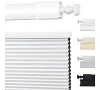 Moonice No Drill Top Down Bottom Up Cellular Pleated Shades Cordless Shades for Windows Blackout Honeycomb Blinds for Home Bedroom Office (Blackout - White, 109cm W x 163cm H)