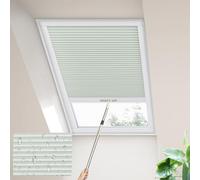 Moonice Skylight blinds Waterproof Fabric Cordless Roof Honeycomb Window Blinds Blackout Cellular Pleated Shades for Roof Inclined Plane Room Windows Custom Size,Moon Milk Grey