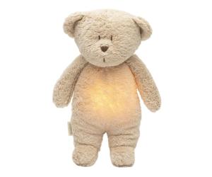 Moonie 2.0 Organic Humming Bear with Night Lamp - Sand | Soothing White & Pink Noise Sleep Aid for Babies | Voice Recording | Rechargeable, GOTS Certified Cotton | Calming Plush for Newborn & Toddler