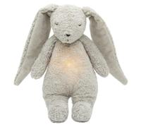Moonie 2.0 Organic Humming Bunny with Night Lamp - Gray | Soothing White & Pink Noise Sleep Aid for Babies | Voice Recording | Rechargeable, GOTS Certified Cotton | Calming Plush for Newborn & Toddler