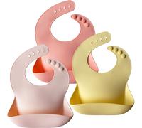 Moonkie Baby Bibs, 3Pcs Silicone Feeding Bibs for Babies and Toddlers, Waterproo