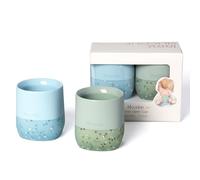 Moonkie Baby Cup | 2 Pack Silicone Open Cup Baby from 6 Months | Weighted Base (Anti-Tip) | BPA Free | Capacity Markings | 60ml (Ether/Mint)