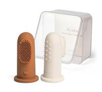 Moonkie Baby Toothbrush Finger Toothbrush Oral Cleaner Kit for 3 Months +, 2 Pcs (Clay/Ivory)