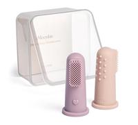 Moonkie Baby Toothbrush Finger Toothbrush Oral Cleaner Kit for 3 Months +, 2 Pcs Small (Blush/Pale Mauve)