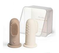 Moonkie Baby Toothbrush Finger Toothbrush Oral Cleaner Kit for 3 Months +, 2 Pcs (Warm Taupe/Ivory)