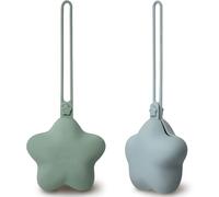 Moonkie Dummy Case, 2 Pack Silicone Dummy Holder Case, BPA-Free Pacifier Holder Storage Box,Cute DummyBox,Universal PacifierCase for Travel, Home,Newborn Essentials,Newborn Baby Gifts(Sage/Pearl Blue)