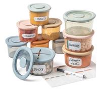 Moonkie Silicone Baby Food Storage Containers, 10 Pack Weaning Freezer Pots with Airtight Lids, Reusable Baby Food Snack Pots, Microwave and Dishwasher Safe, 6 * 120 ml + 4 * 240 ml