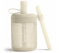 Moonkie Silicone Baby Straw Cup for Toddlers Transition: Leak-Resistant Design for Less Mess - Baby Water Bottle with Soft Silicone Straw - 2 Flow Options - Dishwasher Safe - 150ml, 1 Pack(Ivory)