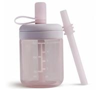 Moonkie Silicone Baby Straw Cup for Toddlers Transition: Leak-Resistant Design for Less Mess - Baby Water Bottle with Soft Silicone Straw - 2 Flow Options - Dishwasher Safe - 150ml, 1 Pack(Soft Lilac)