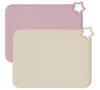 Moonkie Silicone Placemats for Baby & Kid, Stain Resistant Non-Slip Toddler Food Mats Eating Table Mat with 2 Packs(Pale Mauve/Shifting Sand),15.7 x 11.7 inches