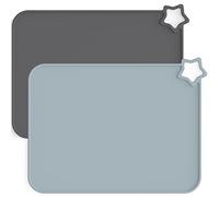 Moonkie Silicone Placemats for Baby & Kid, Stain Resistant Non-Slip Toddler Food Mats Eating Table Mat with 2 Packs (Dark Grey/Light Grey)