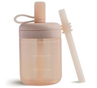 Moonkie Toddler Water Bottle - Silicone Sippy Straw Cup, Non-Spill, BPA-Free, 6 Months+, Dishwasher Safe, 5 oz (Blush)