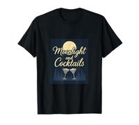 Moonlight and Cocktails Forest Bar Humor Design T-Shirt
