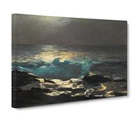 Moonlight At Wood Island By Winslow Homer Canvas Print | Gallery Wrapped 30mm Frame Wall Art | 30x20 inches | Ready to Hang | Classic Landscape Picture | Living Room Bedroom Lounge Office