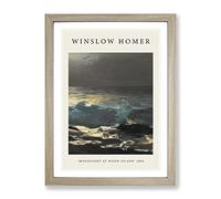 Moonlight At Wood Island By Winslow Homer Exhibition Museum Painting Framed Wall Art Print, Ready to Hang Picture for Living Room Bedroom Home Office Décor, Oak A2 (64 x 46 cm)