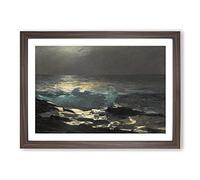Moonlight at Wood Island by Winslow Homer Framed Print | A2 Walnut Framed Wall Art | Ready to Hang | Modern Landscape Picture | Living Room Bedroom Lounge Office