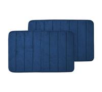 Moonlight Bedding 2 Pack Bath Mat Non Slip Anti Mould Navy 50 x 80 cm Memory Foam Bathmat Thick Super Soft and Comfortable Bath Mats Washable & Water Absorption Bathroom Mat